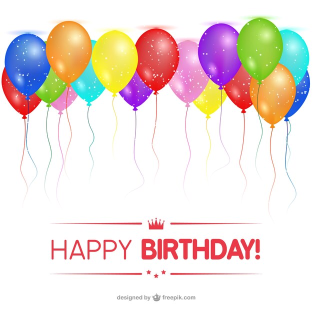 Tarjeta de cumpleaños feliz con los globos