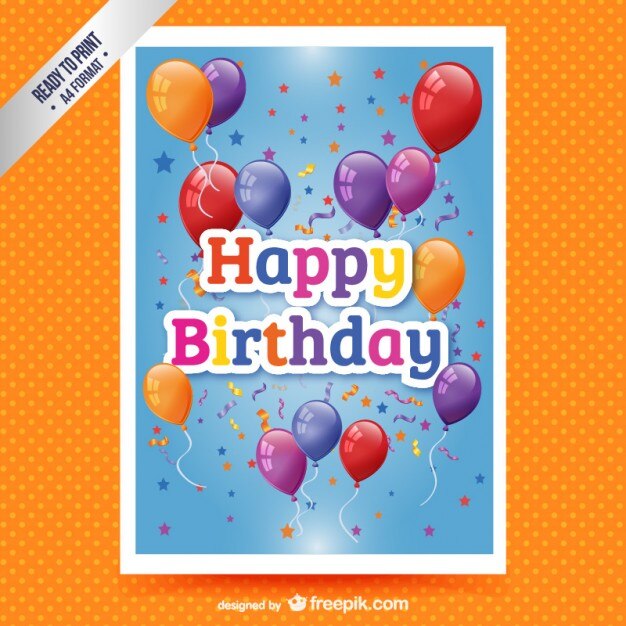 Tarjeta de cumpleaños feliz con los globos