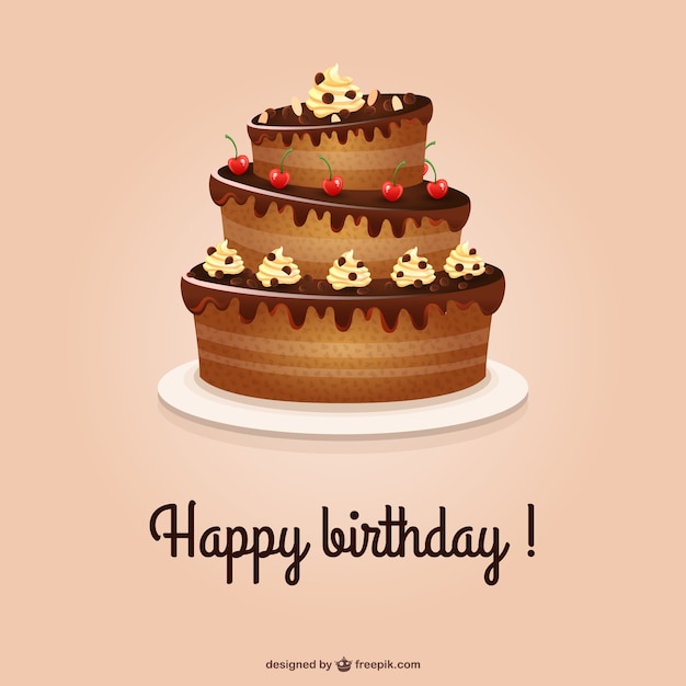 Vector gratuito tarjeta de cumpleaños feliz con tarta