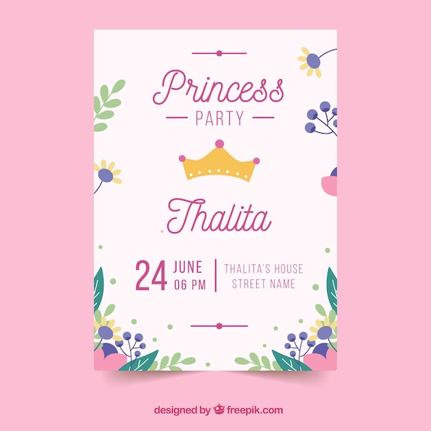 Tarjeta de cumpleaños con flores en estilo plano