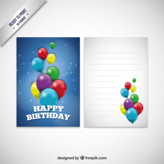 Vector gratuito tarjeta de cumpleaños con globos