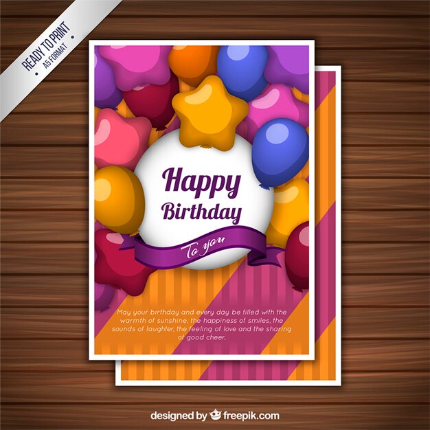 Tarjeta de cumpleaños con globos
