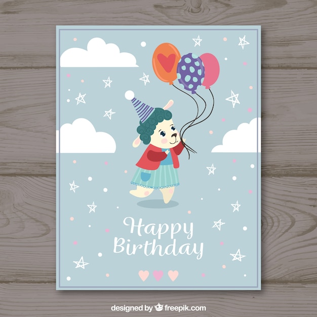 Tarjeta de cumpleaños hecha a mano con lindo animal