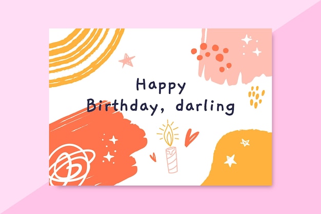 Tarjeta de cumpleaños infantil pintada abstracta