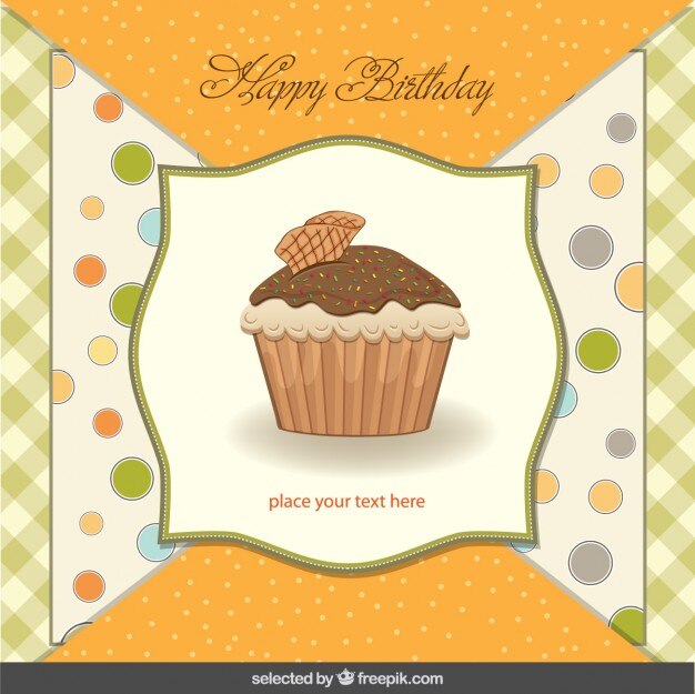 Tarjeta de cumpleaños de magdalena en el estilo del libro