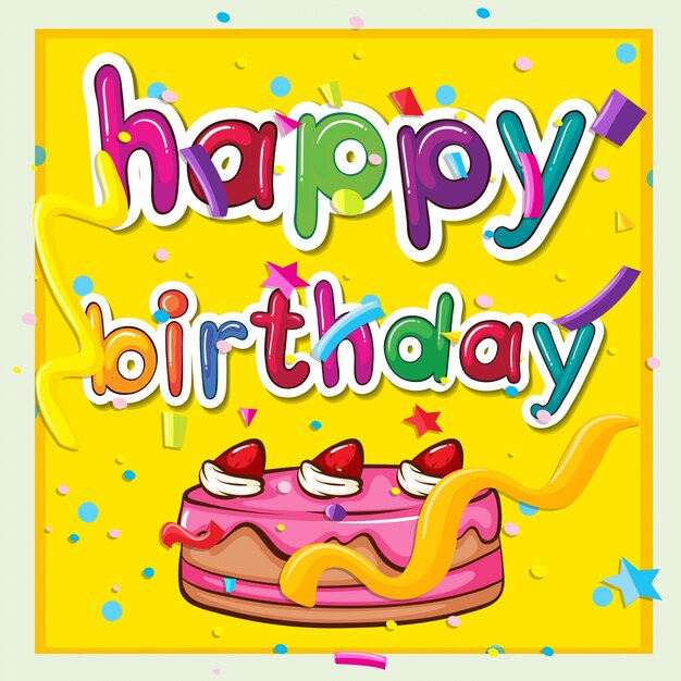 Tarjeta de cumpleaños con pastel de color rosa