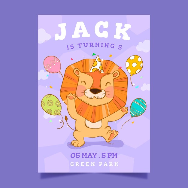 Tarjeta de cumpleaños para plantilla infantil