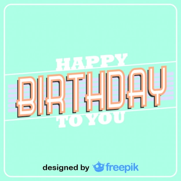 Vector gratuito tarjeta de cumpleaños retro con texto happy birthday to you