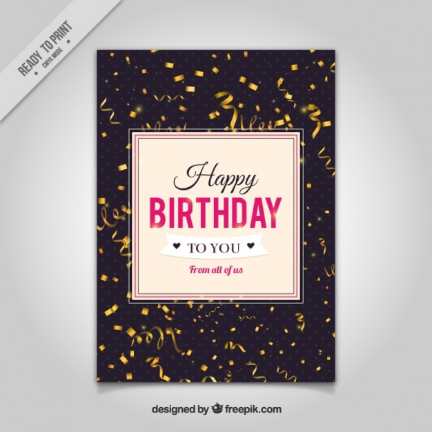 Tarjeta de cumpleaños de serpentinas realistas