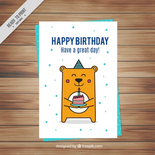 Tarjeta de cumpleaños de simpático oso 