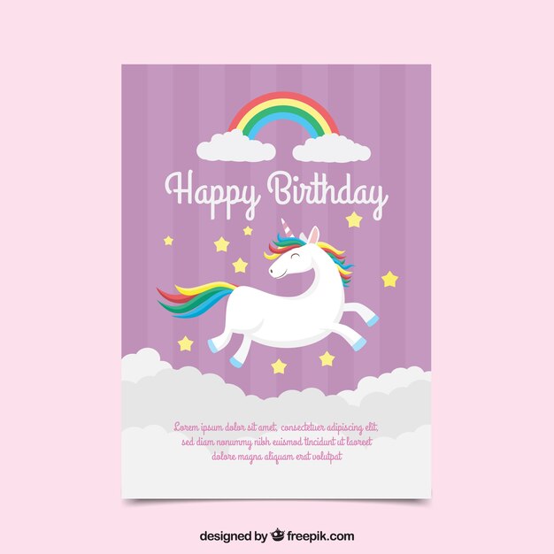Tarjeta de cumpleaños con unicornio