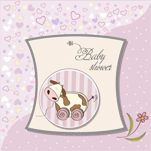 Tarjeta debaby shower con juguete de vaca