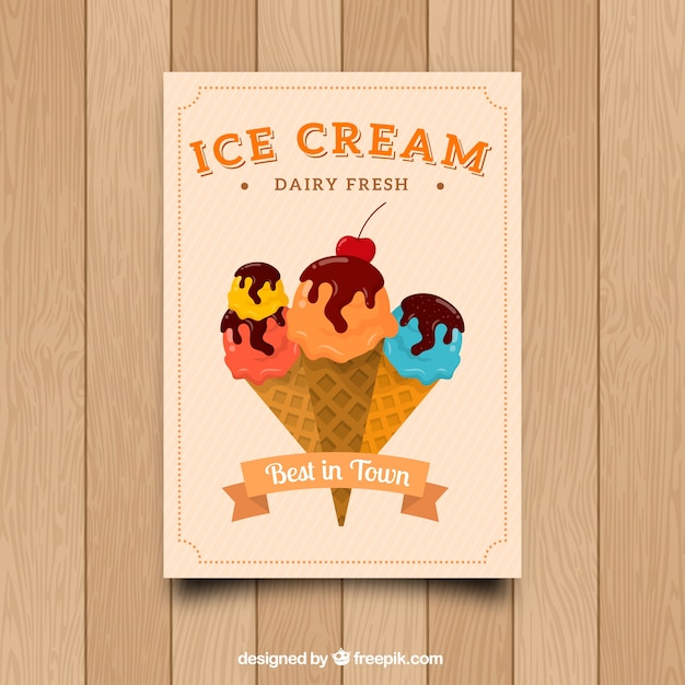 Tarjeta decorativa con conos de helados