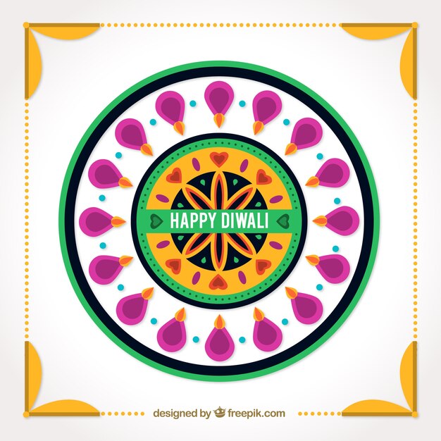 Tarjeta decorativa de diwali de formas abstractas