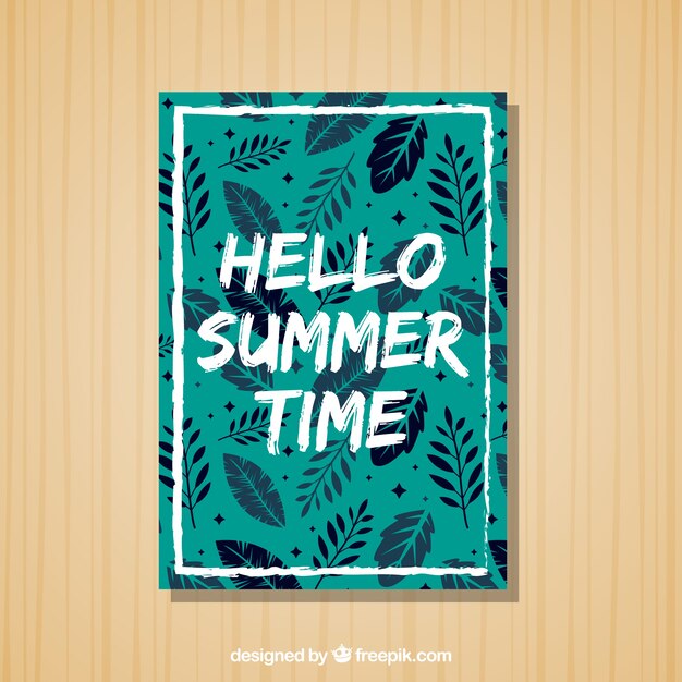 Tarjeta decorativa con variedad de hojas para el verano