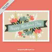 Vector gratuito tarjeta decorativa vintage del día de la madre con flores