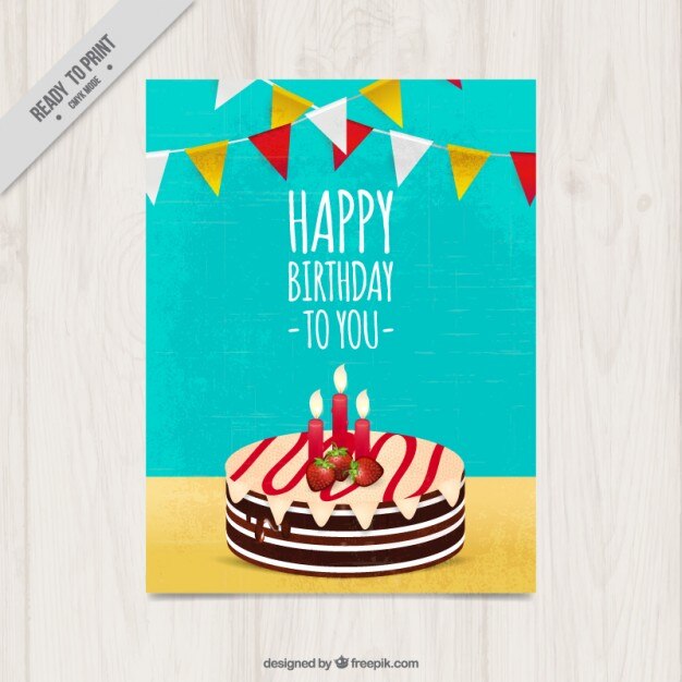 Tarjeta de delicioso pastel de cumpleaños 
