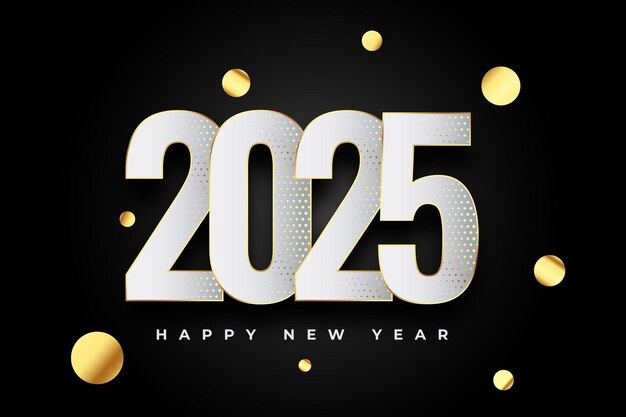 Tarjeta de deseos de año nuevo 2025 en estilo moderno