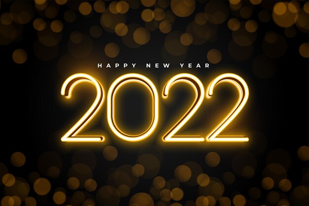 Tarjeta de deseos de celebración de año nuevo para 2022 en estilo neón