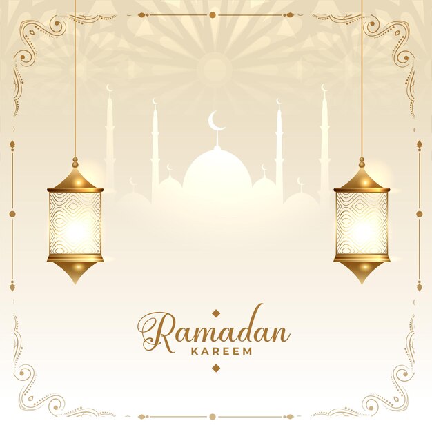 Tarjeta de deseos decorativos islámicos de ramadan kareem