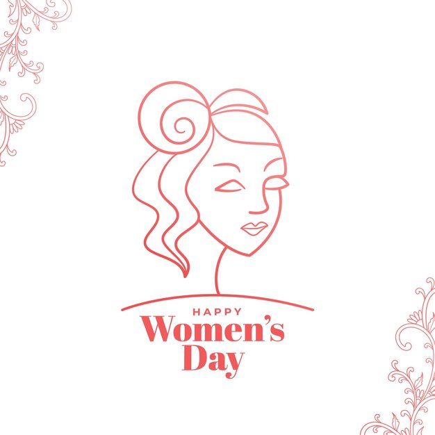 Tarjeta de deseos elegantes del día de la mujer en estilo de línea