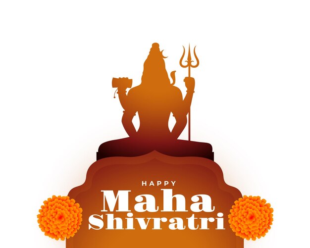 Vector gratuito tarjeta de deseos del festival hindú maha shivratri con decoración floral