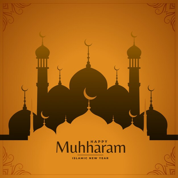 Tarjeta de deseos del festival de muharram feliz de estilo tradicional