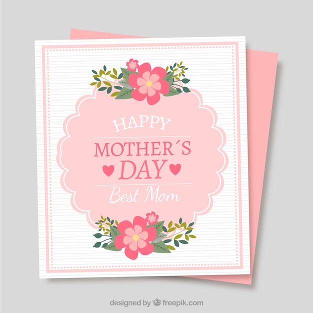 Vector gratuito tarjeta del día de la madre bonita con flores fantásticas