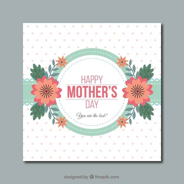 Vector gratuito tarjeta del día de la madre decorativa con puntos y flores