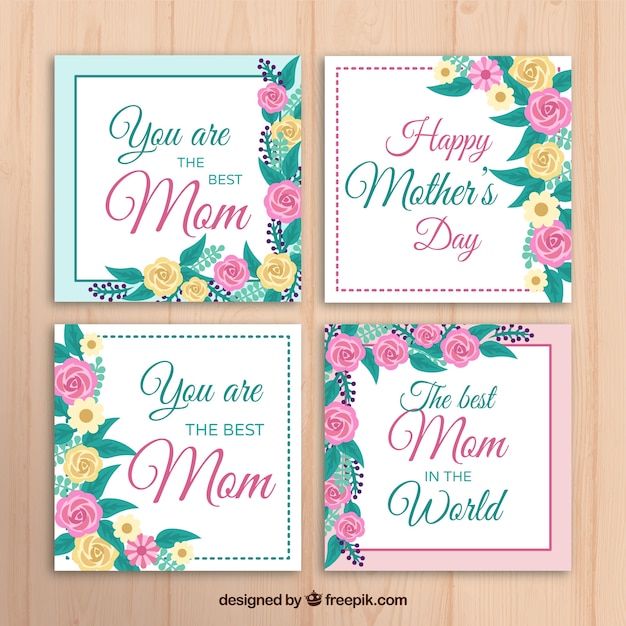 Vector gratuito tarjeta del día de la madre con flores de colores