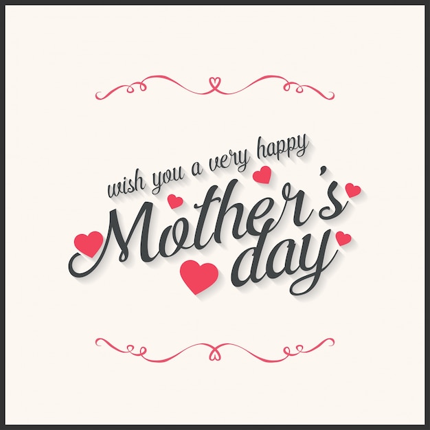 Vector gratuito tarjeta del día de la madre con ornamentos y texto