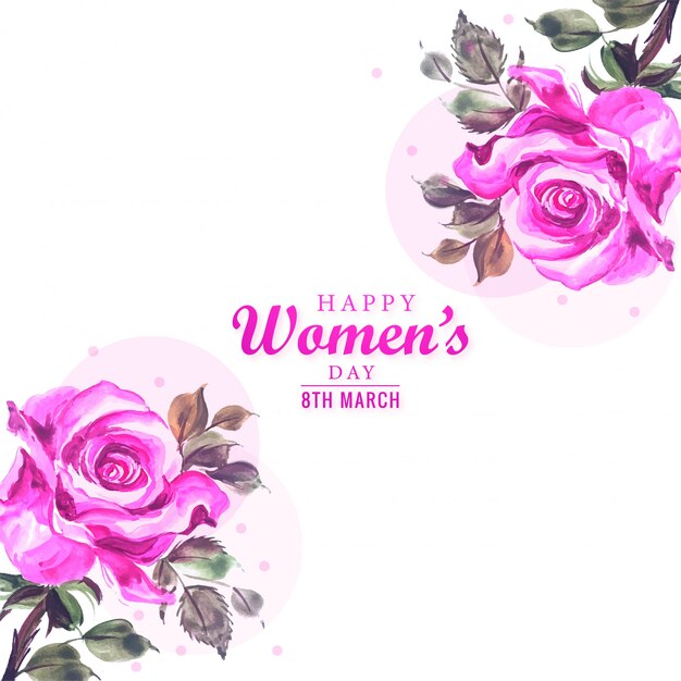 Tarjeta del día para mujer con diseño de flores decorativas