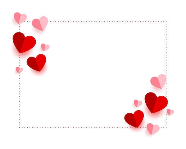 Tarjeta de día de San Valentín con corazones de papel