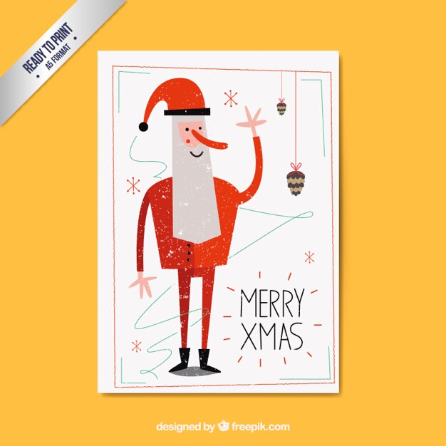 Tarjeta dibujada a mano de santa claus