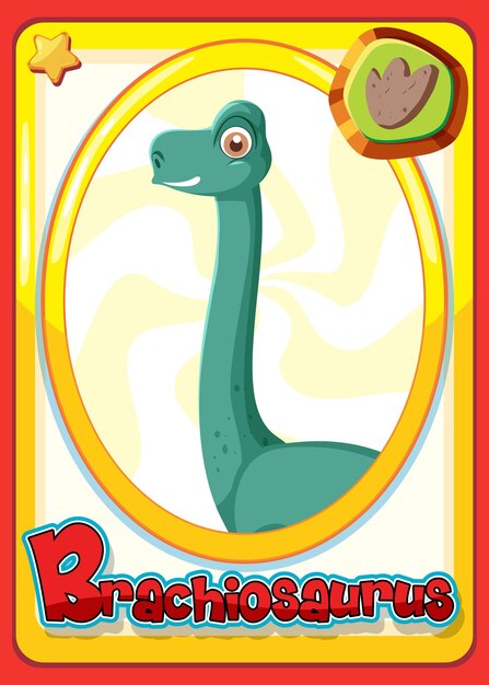 Tarjeta de dibujos animados de dinosaurio Brachiosaurus