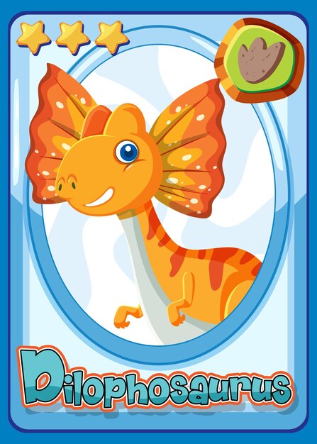 Tarjeta de dibujos animados de dinosaurio Dilophosaurus