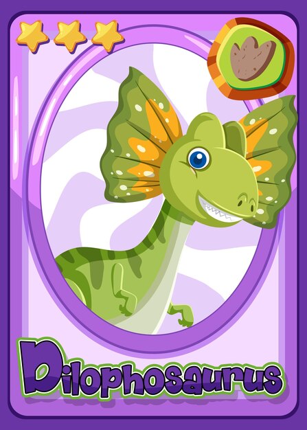 Tarjeta de dibujos animados de dinosaurio Dilophosaurus