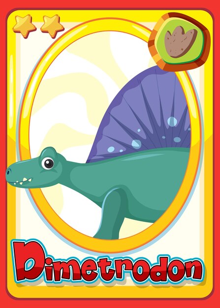 Tarjeta de dibujos animados de dinosaurio Dimetrodon