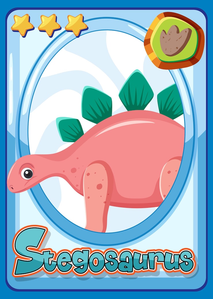 Vector gratuito tarjeta de dibujos animados de dinosaurio estegosaurio