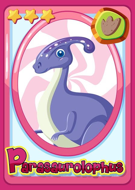 Tarjeta de dibujos animados de dinosaurio Parasaurolophus