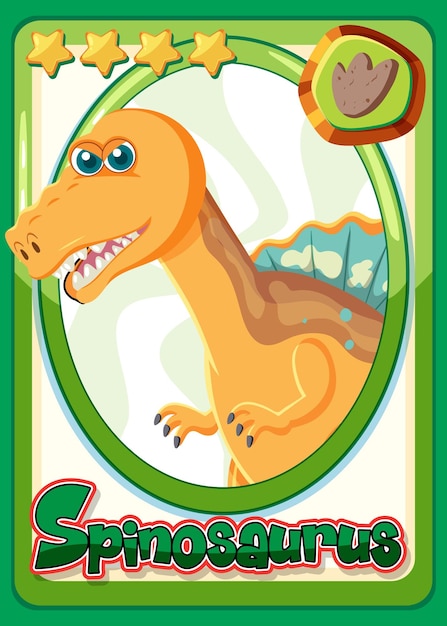 Tarjeta de dibujos animados de dinosaurio Spinosaurus