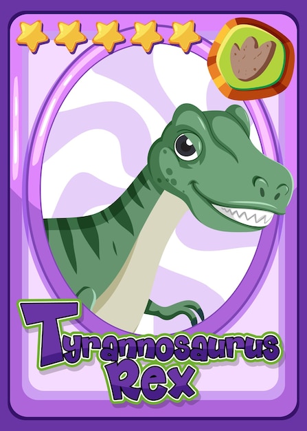 Tarjeta de dibujos animados de dinosaurio tyrannosaurus rex