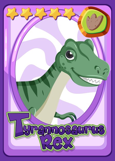 Tarjeta de dibujos animados de dinosaurio Tyrannosaurus rex
