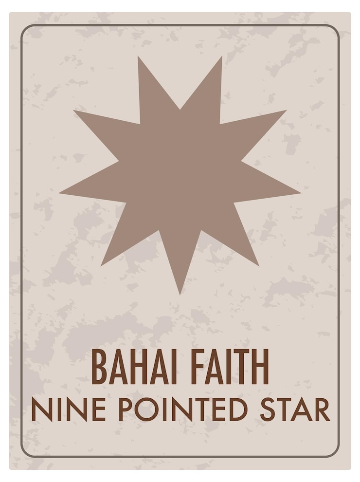 Vector gratuito tarjeta de dibujos animados de estrella de nueve puntas de bahai faith