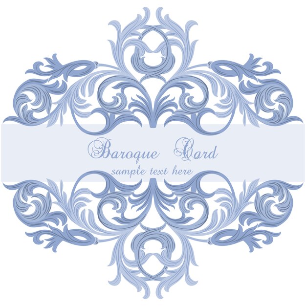 Tarjeta con diseño barroco en azul