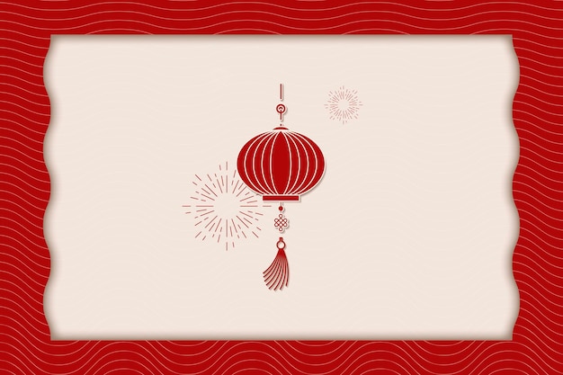 Vector gratuito tarjeta de diseño de linterna roja china tradicional