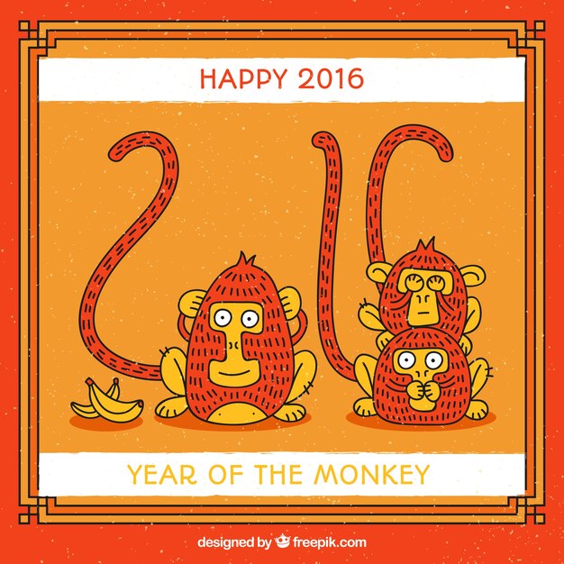 Tarjeta divertida de año del mono