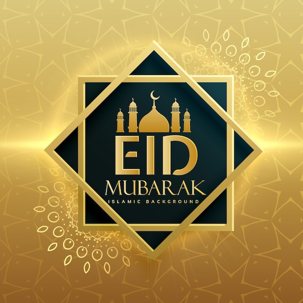 Vector gratuito tarjeta dorada para eid mubarak