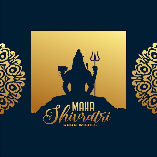 Vector gratuito tarjeta dorada del festival maha shivratri con diseño shiv shankar