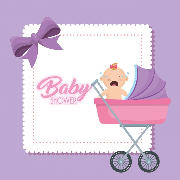 tarjeta de la ducha del bebé con la niña